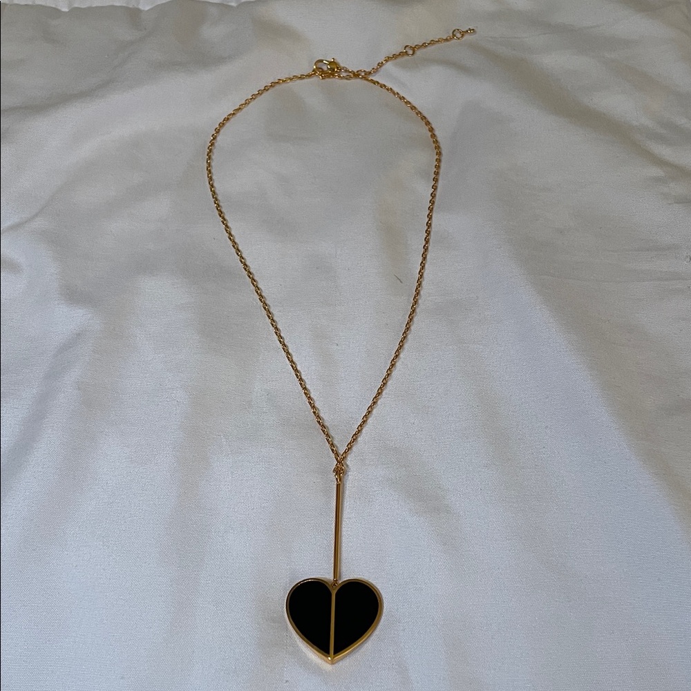 KATE SPADE - Heritage Linear Heart Swing Necklace in Black - Picture 3 of 5